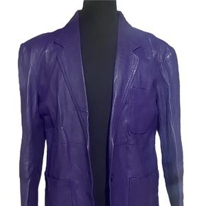 Violet leather jacket with amethyst lining  made in India